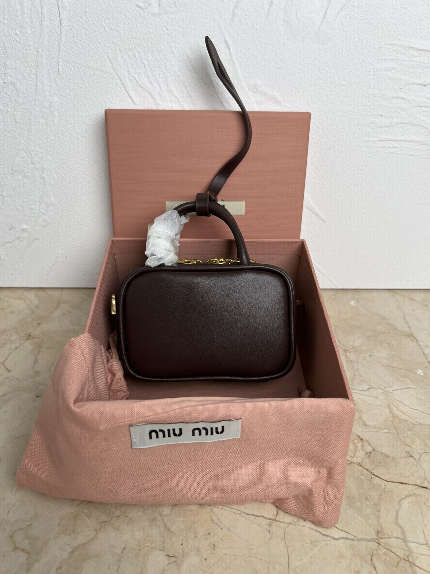 MIUMIU Mini Tan Briefcase Crossbody Bag