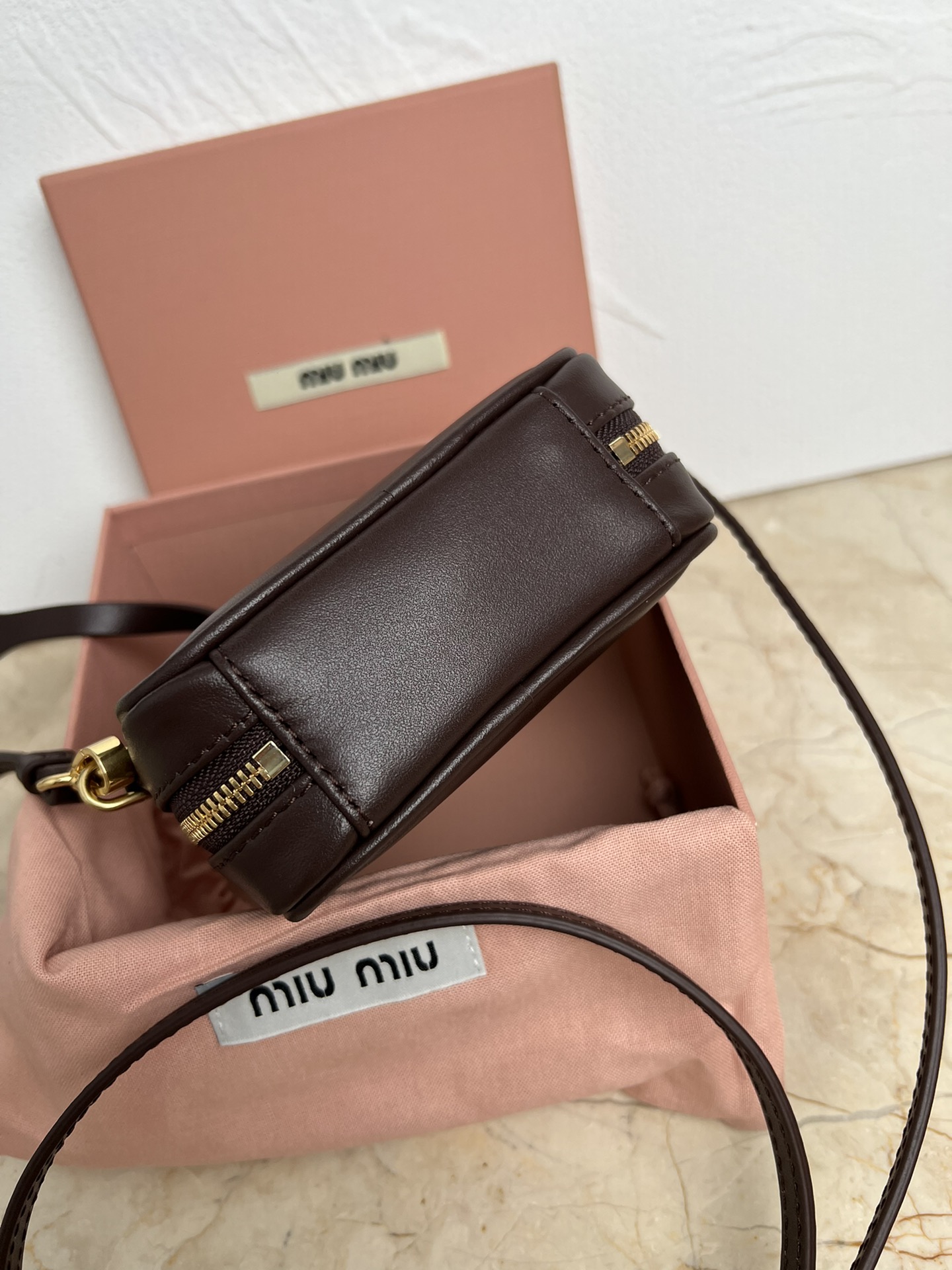 MIUMIU Mini Tan Briefcase Crossbody Bag