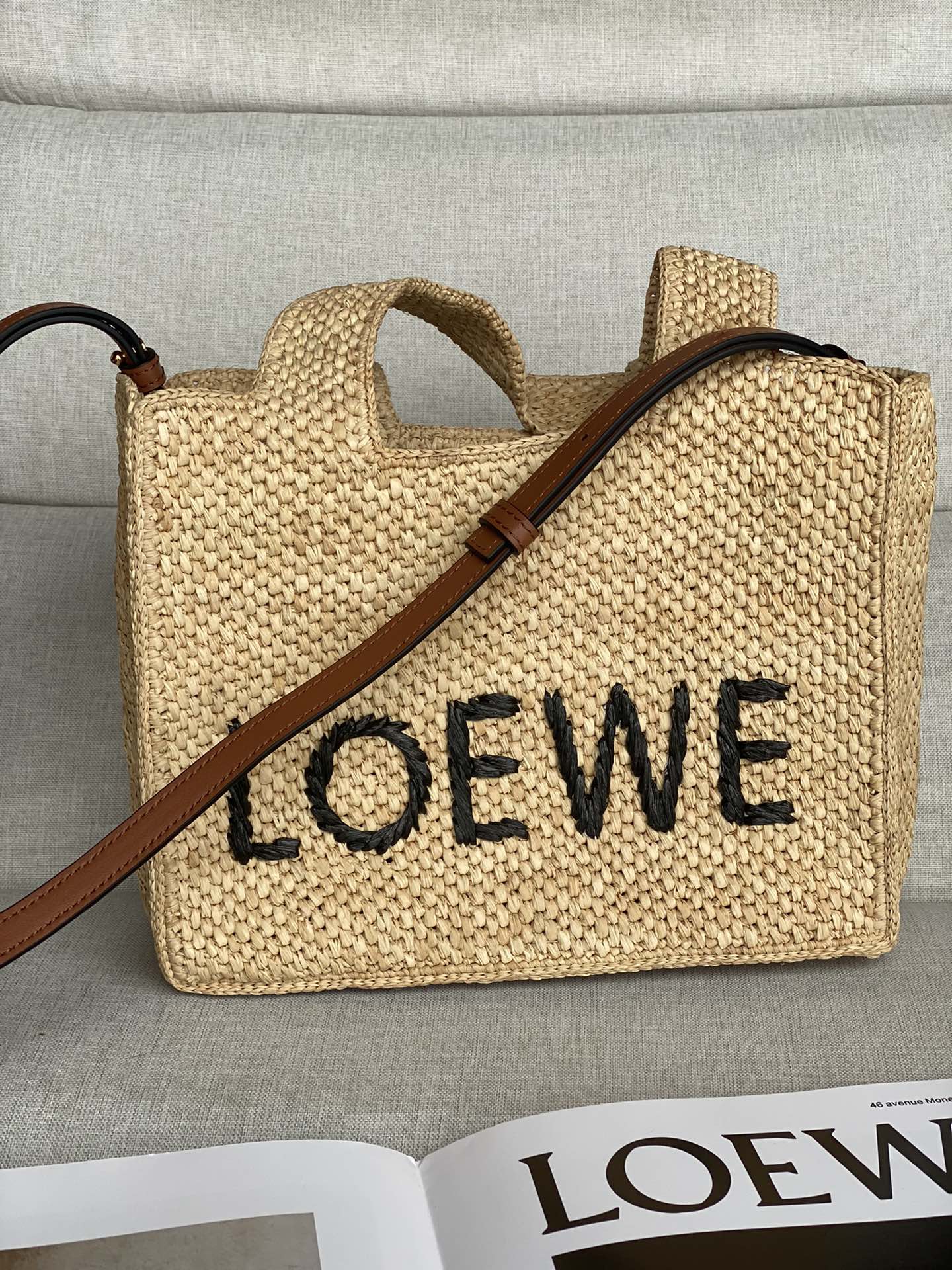 LOEWE 0017 new small raffia rowe font tote bag handbag handbags