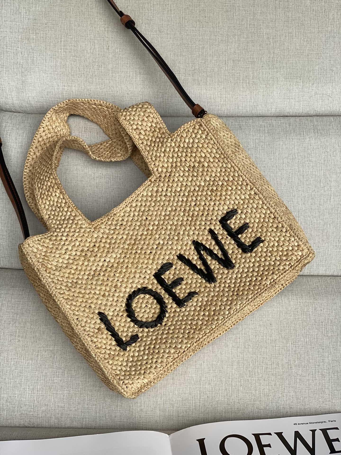 LOEWE 0017 new small raffia rowe font tote bag handbag handbags