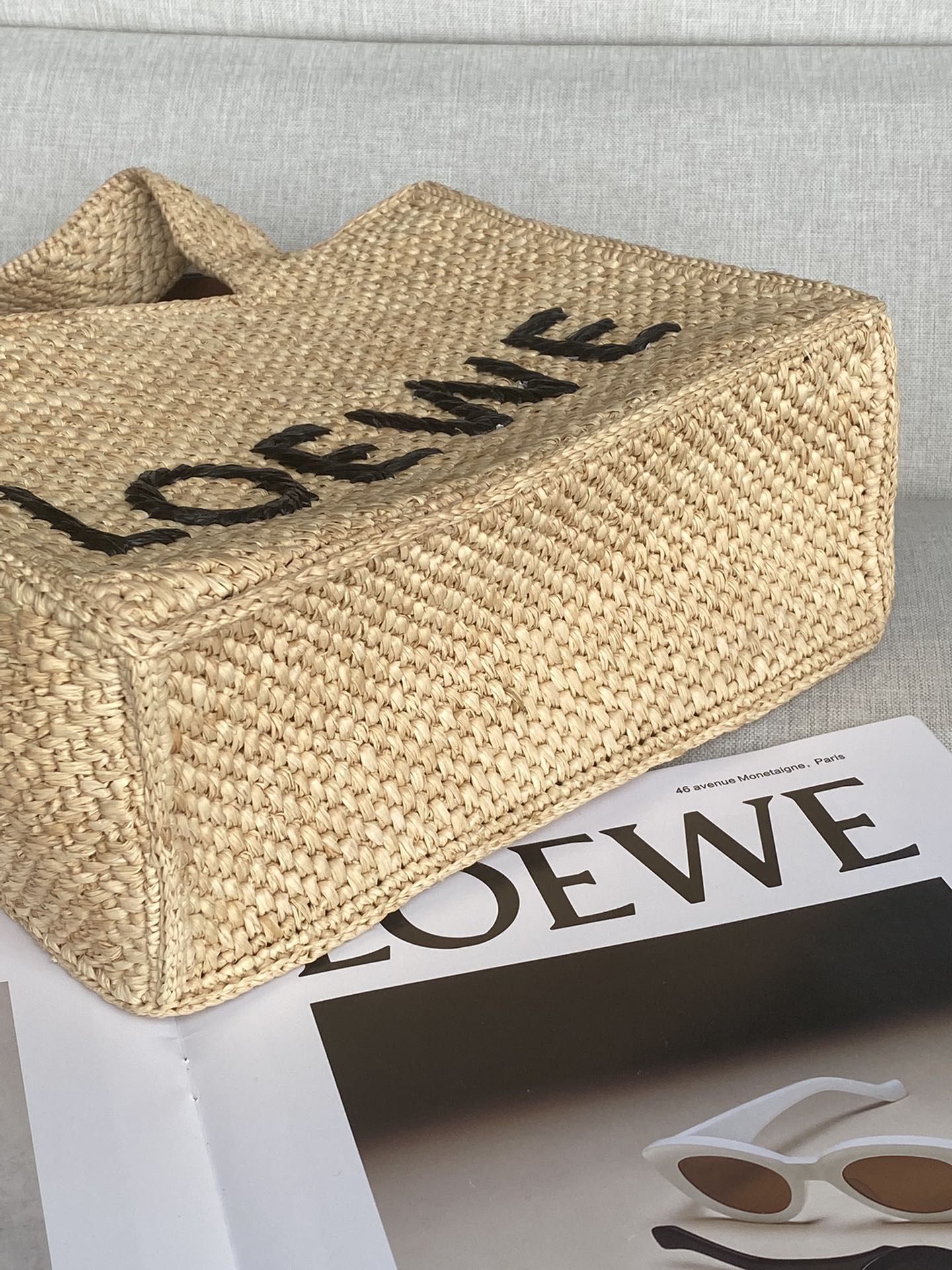 LOEWE 0017 new small raffia rowe font tote bag handbag handbags