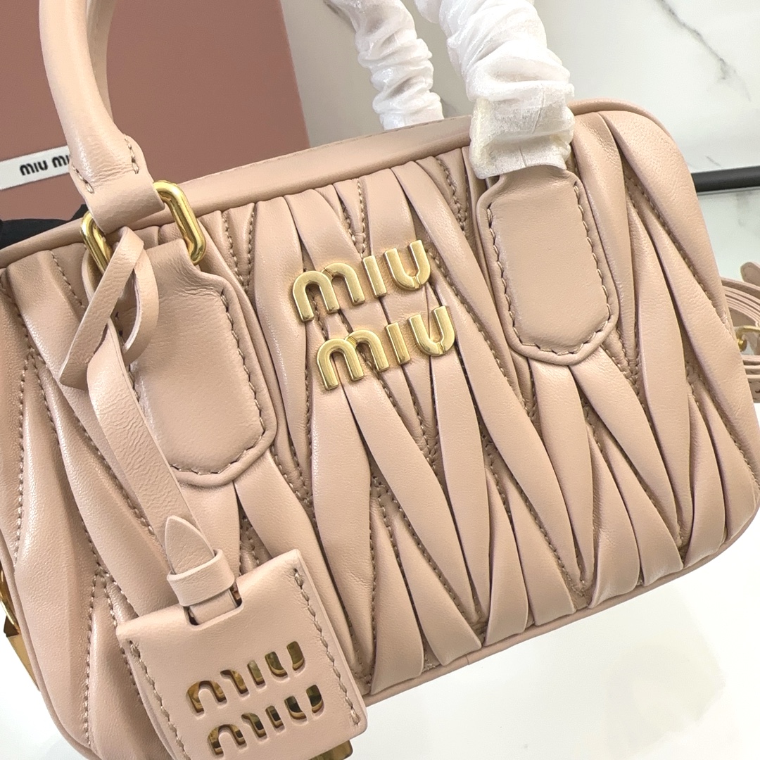 MIUMIU Small Bowling Handbag Bag Made of Imported Lambskin Leather Full of Character