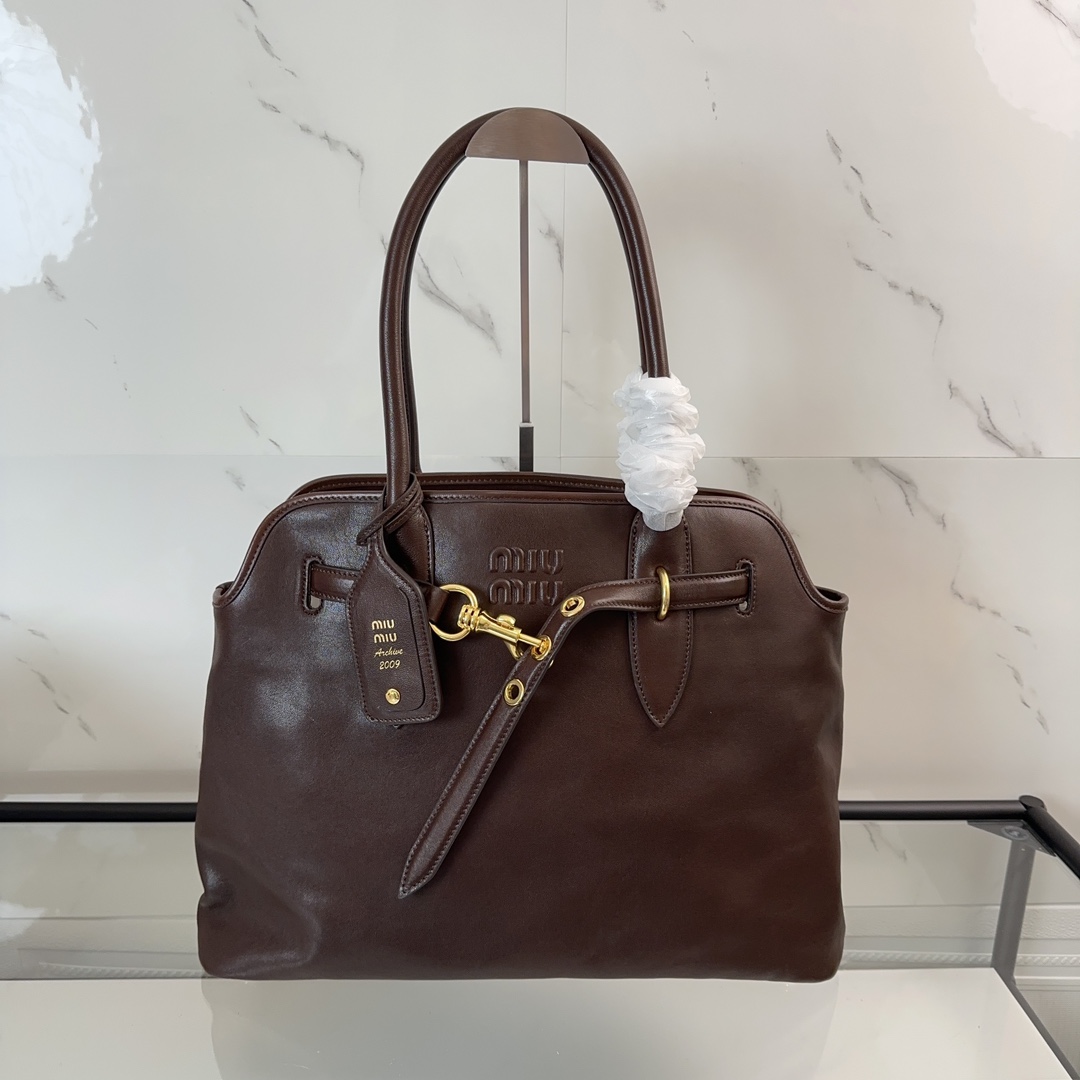 MIUMIU Soft Sheepskin Tote Bag Brown