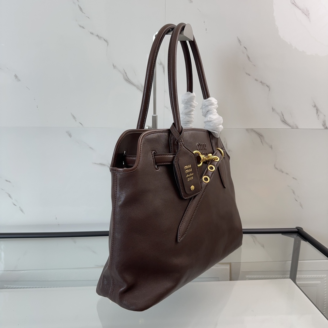 MIUMIU Soft Sheepskin Tote Bag Brown