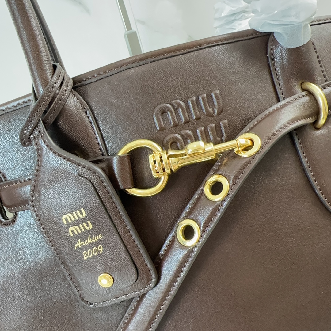 MIUMIU Soft Sheepskin Tote Bag Brown