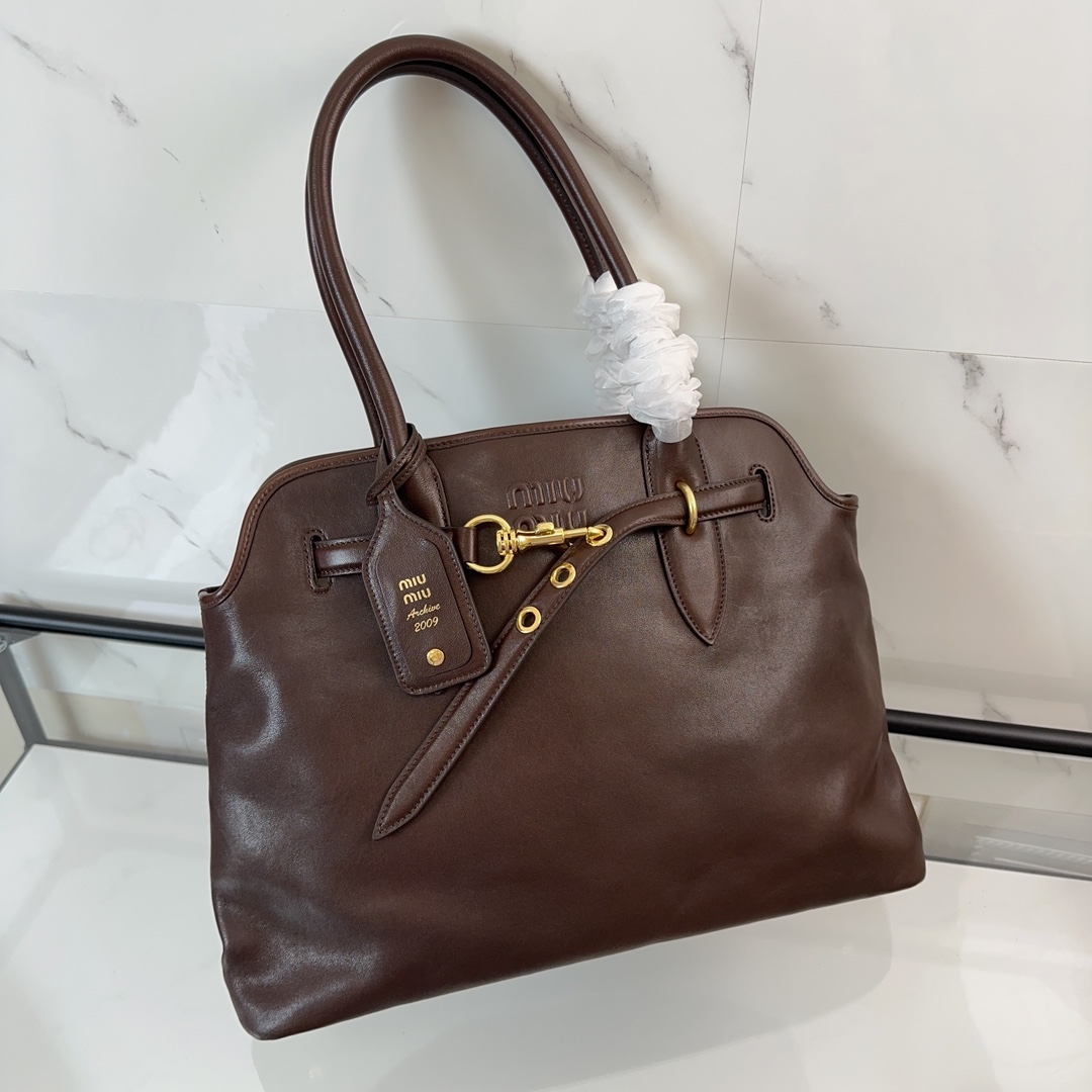 MIUMIU Soft Sheepskin Tote Bag Brown