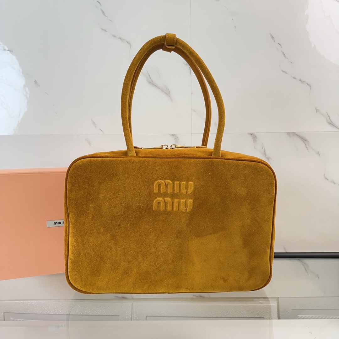 MIUMIU Autumn/Winter Suede Collection Tote Underarm Bag Frosted Pumpkin