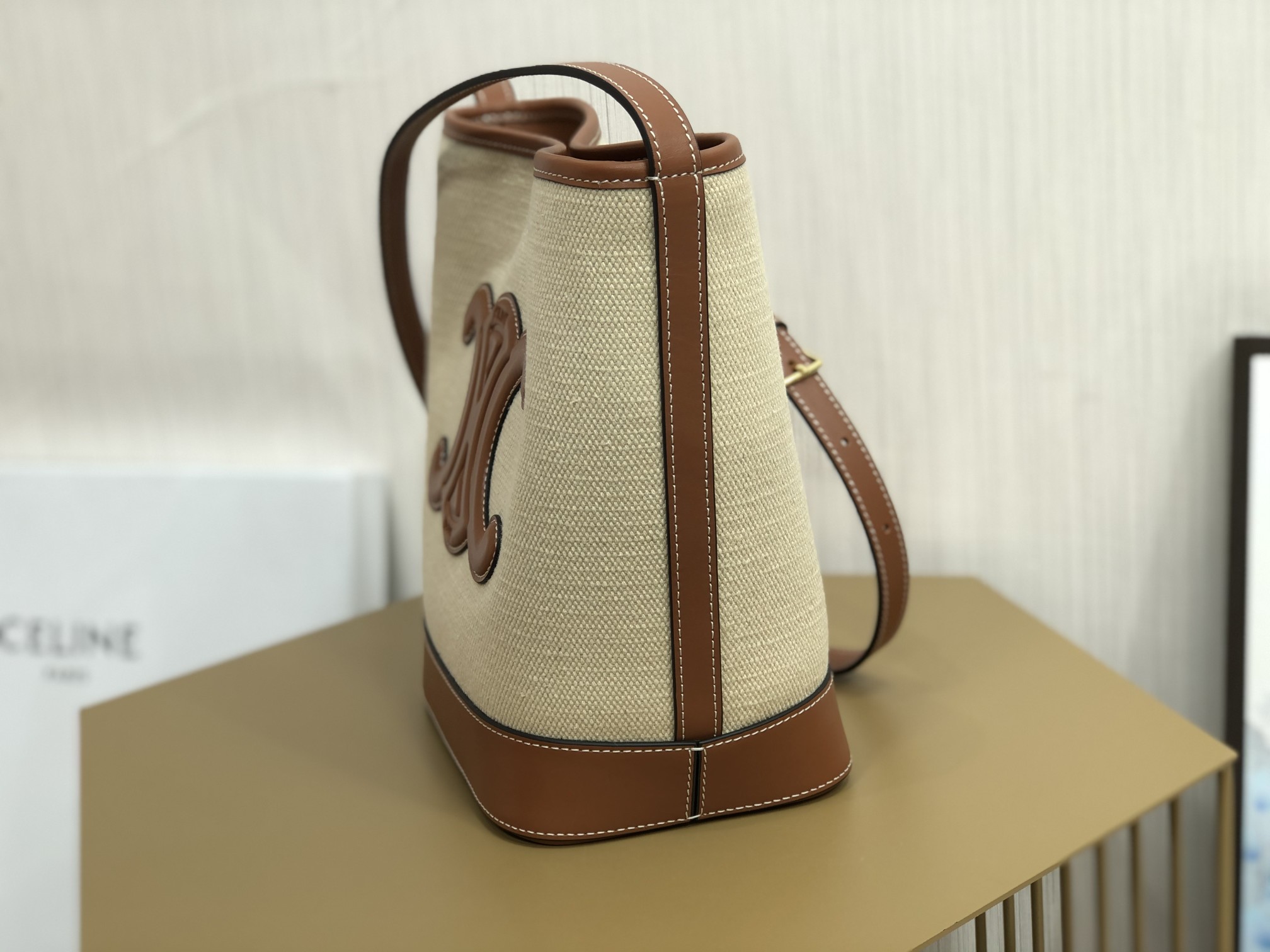 CELINE Small Fabric Cowhide Bucket Bag 2022