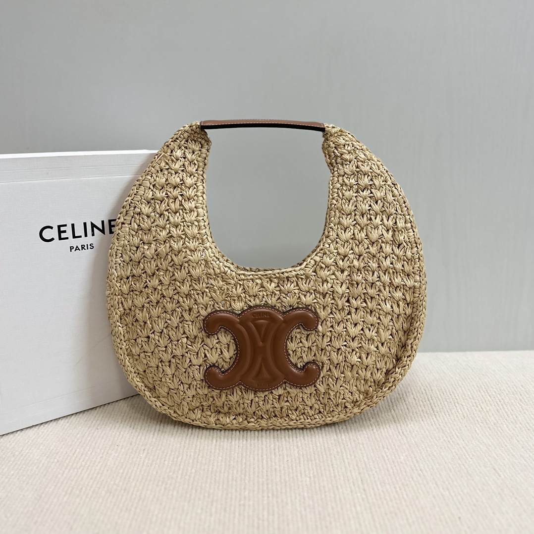 CELINE Hobo Straw Bag Brown