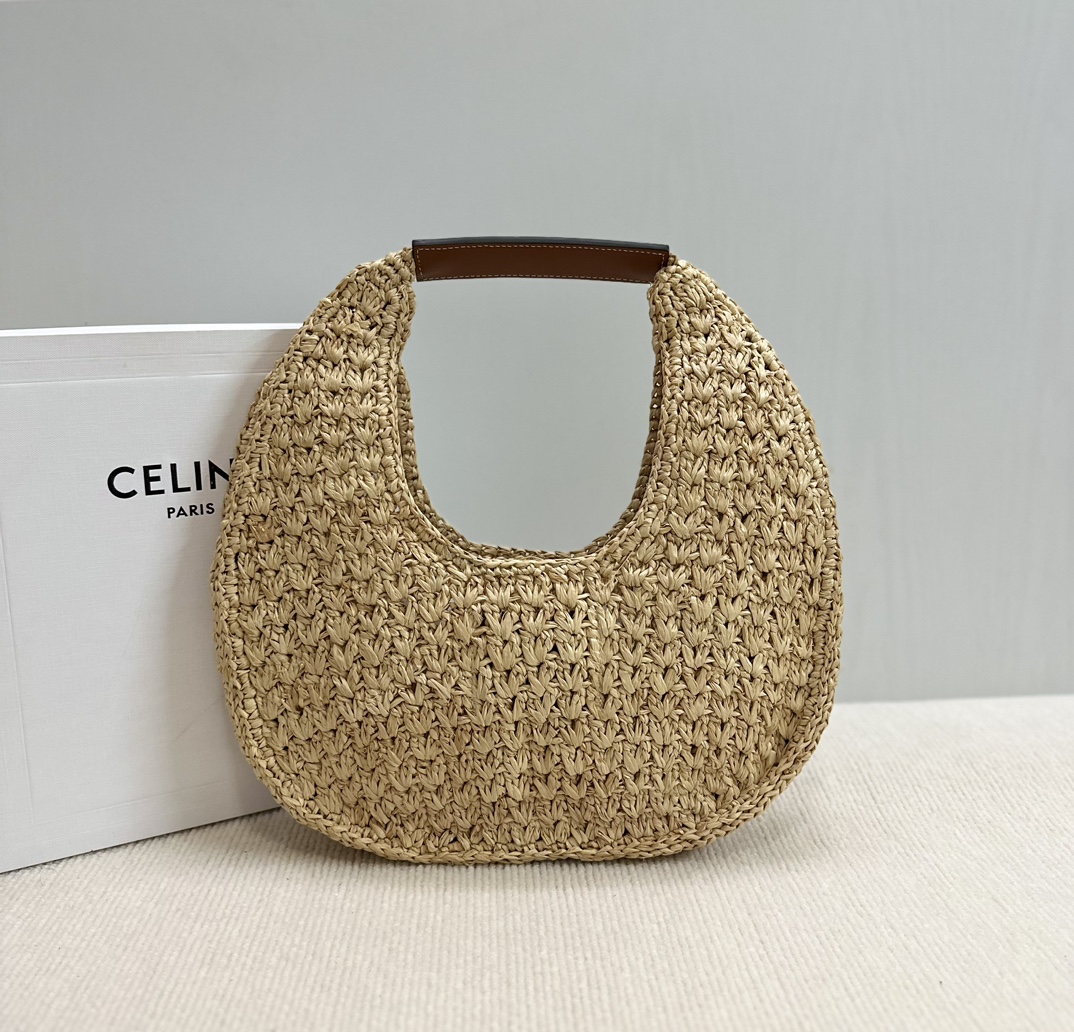 CELINE Hobo Straw Bag Brown