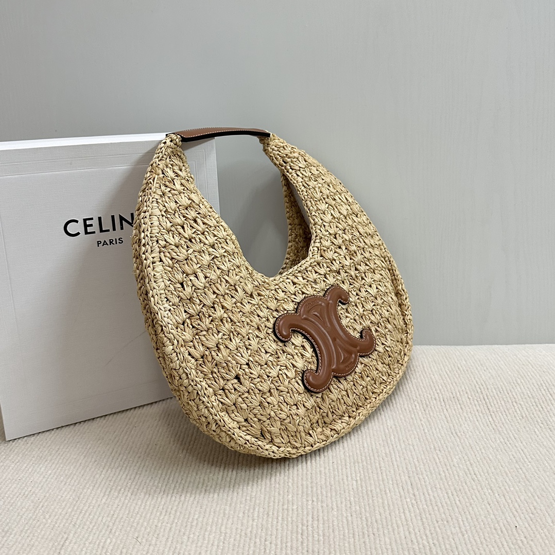 CELINE Hobo Straw Bag Brown