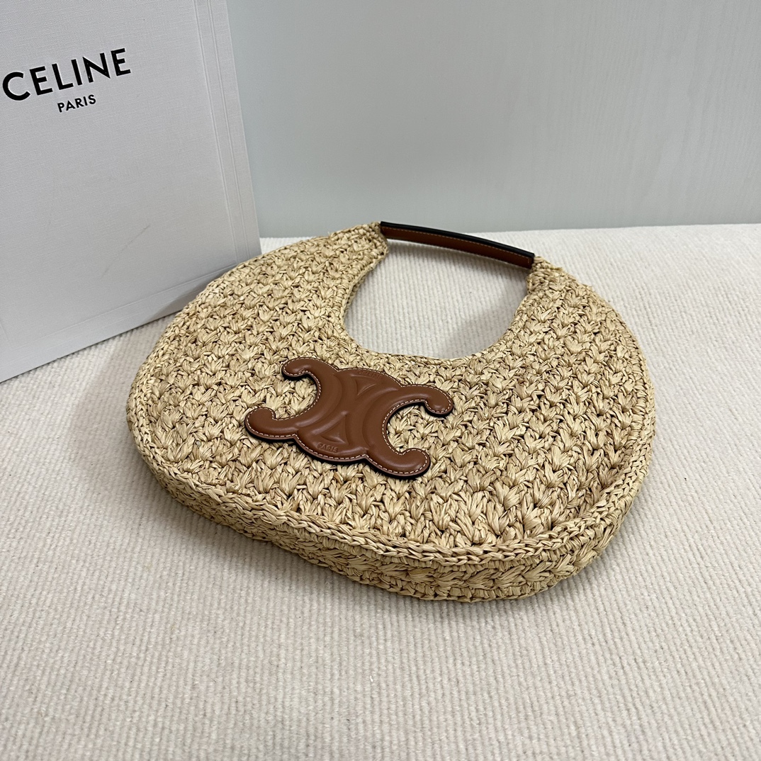 CELINE Hobo Straw Bag Brown