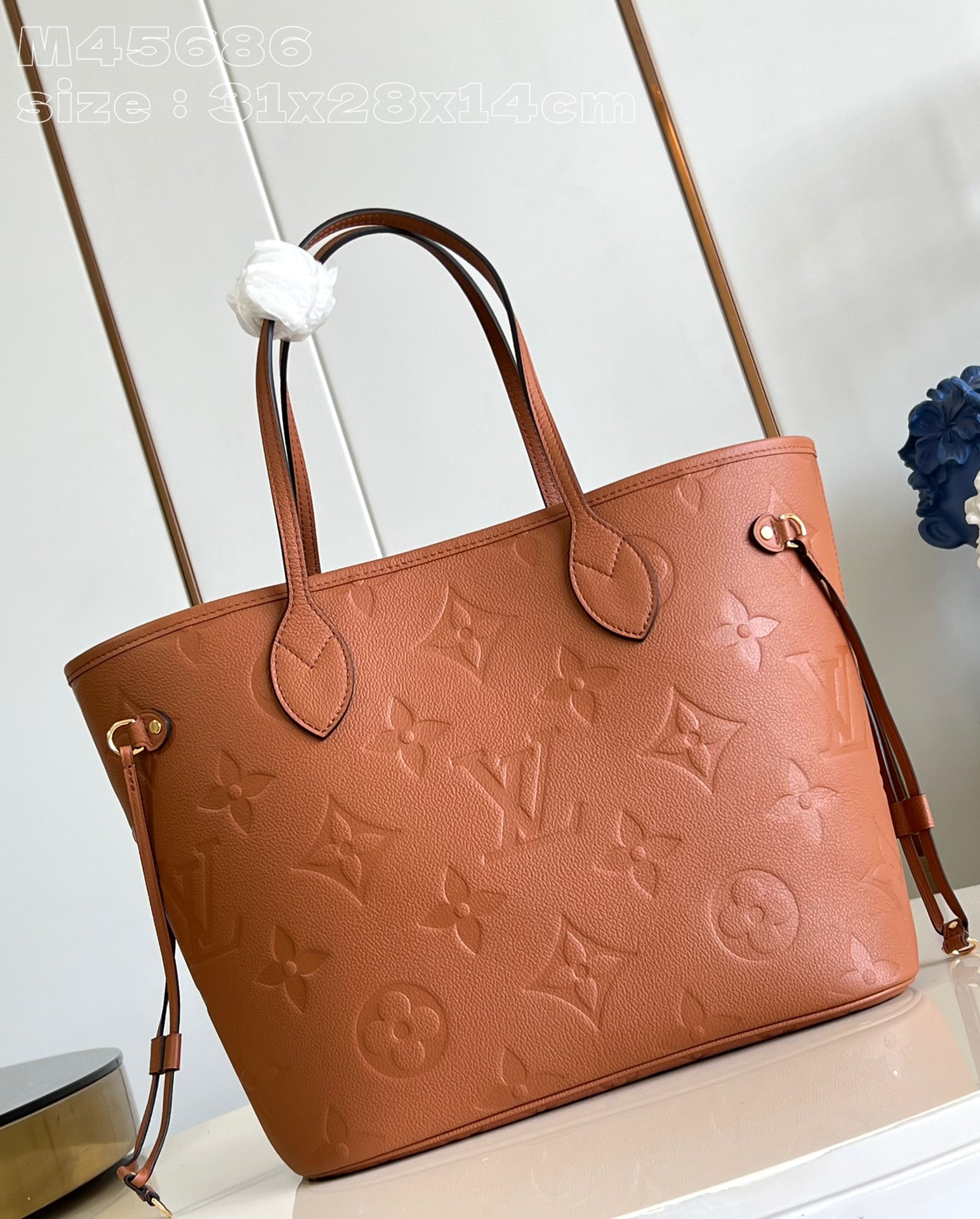 Louis Vuitton M45686 Brown Embossed Monogram Empreinte Grain Leather Neverfull Medium Tote Bag