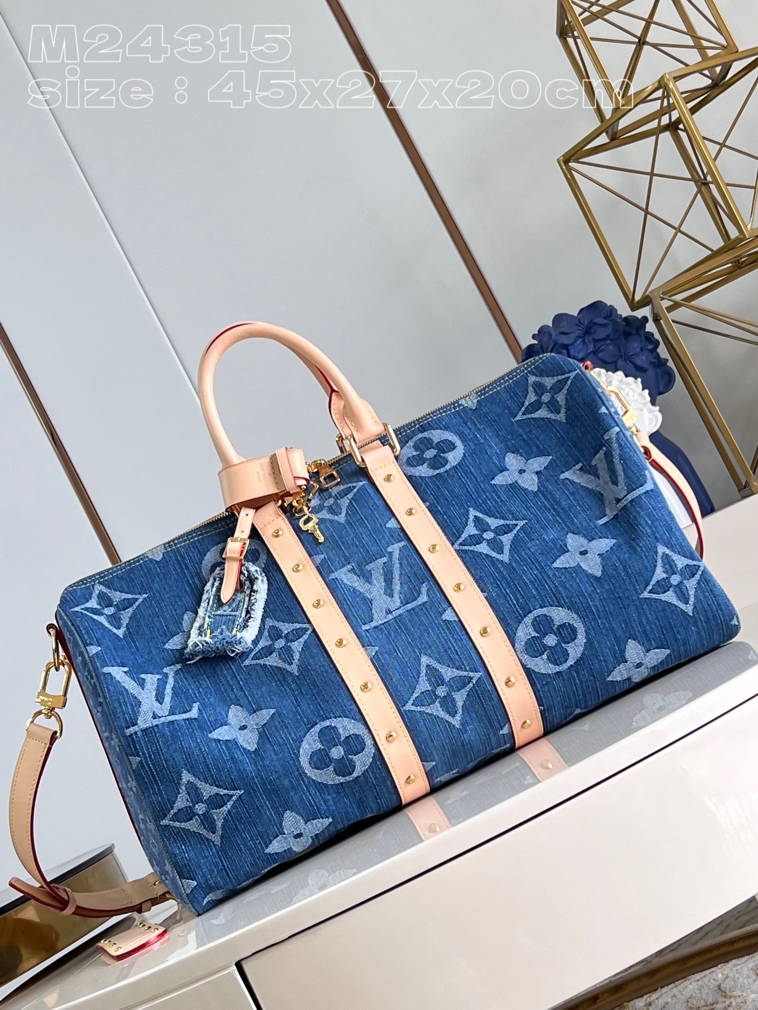 Louis Vuitton M24315 Keepall Bandoulière travel bag in Monogram Denim fabric