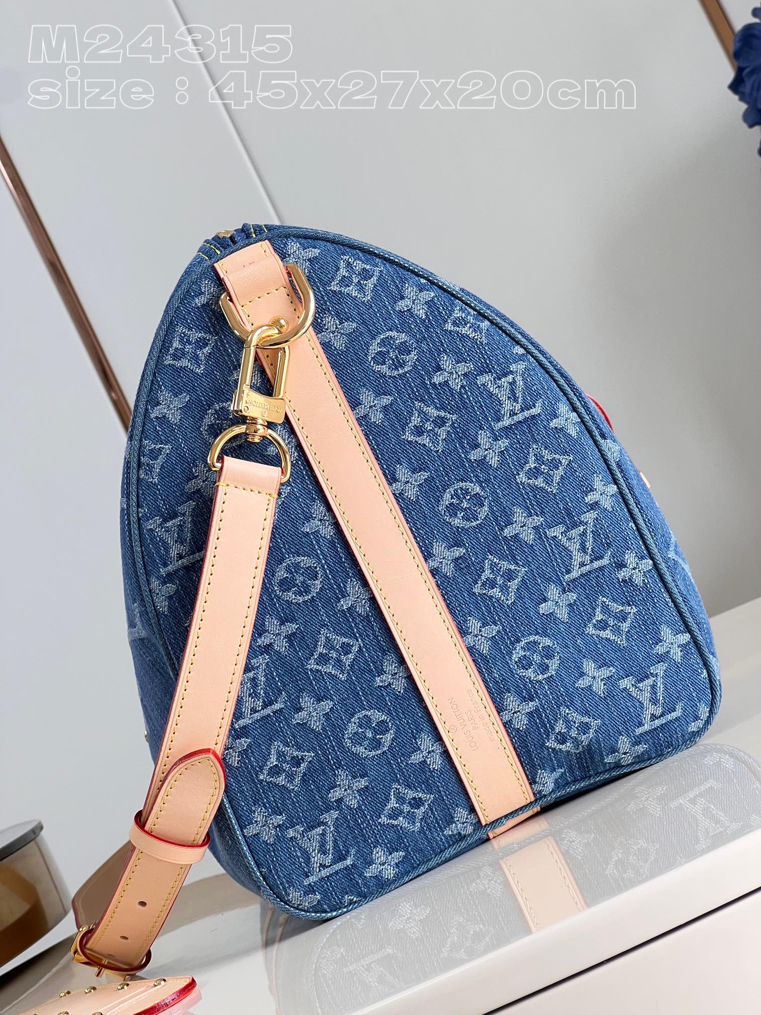 Louis Vuitton M24315 Keepall Bandoulière travel bag in Monogram Denim fabric