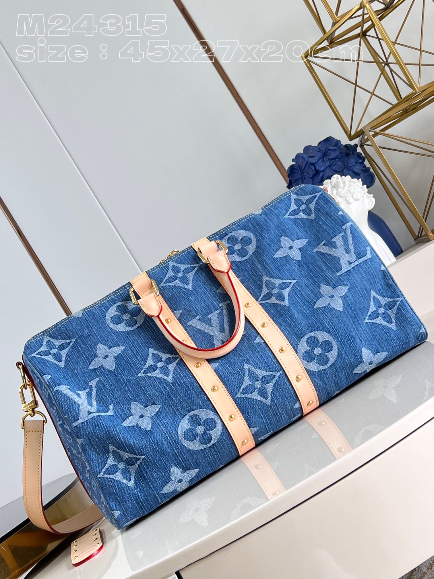 Louis Vuitton M24315 Keepall Bandoulière travel bag in Monogram Denim fabric