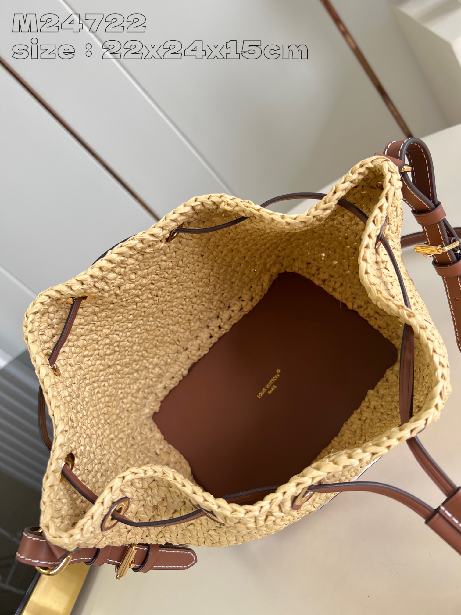 Louis Vuitton M24722 Madagascar Crochet Raffia Noé BB Bucket Bag