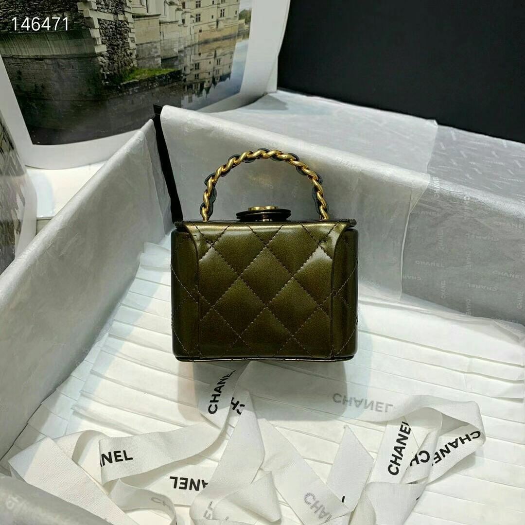 CHANEL A2227 Emerald Green Tote Cosmetic Bag Small